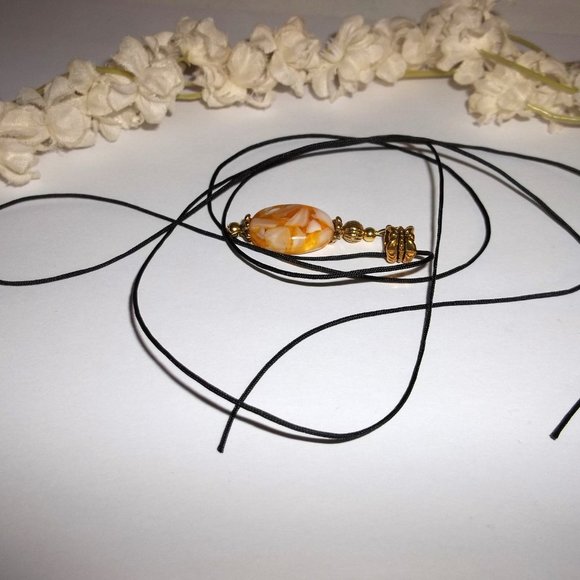 Necklace, Pendant, Medallion Cord Necklace, Yellow Necklace, Jewelry Gift 7941 - Picture 5 of 10